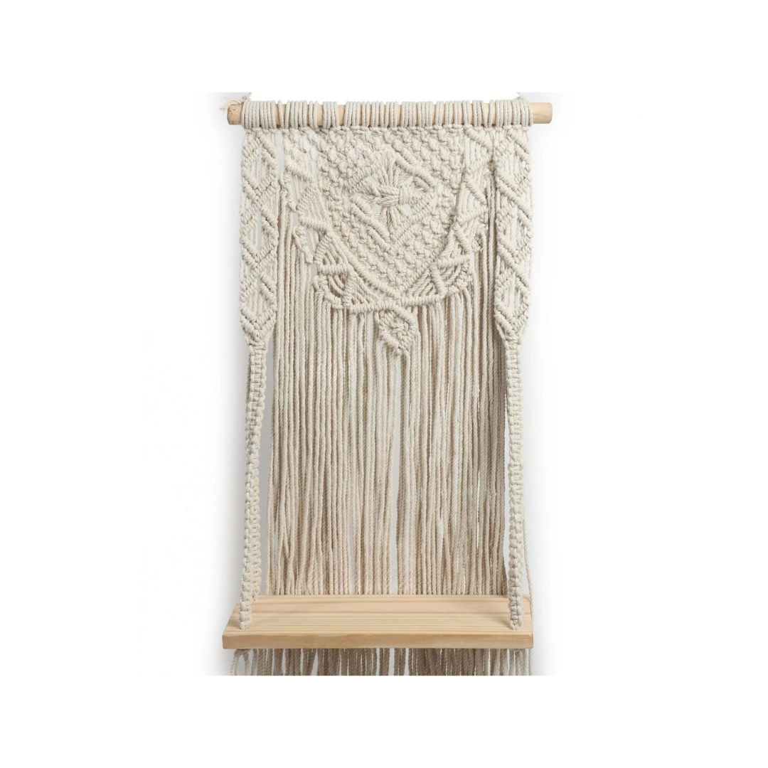 Vintage Inspired Macrame Wall Shelf Bohemian Home Organizer